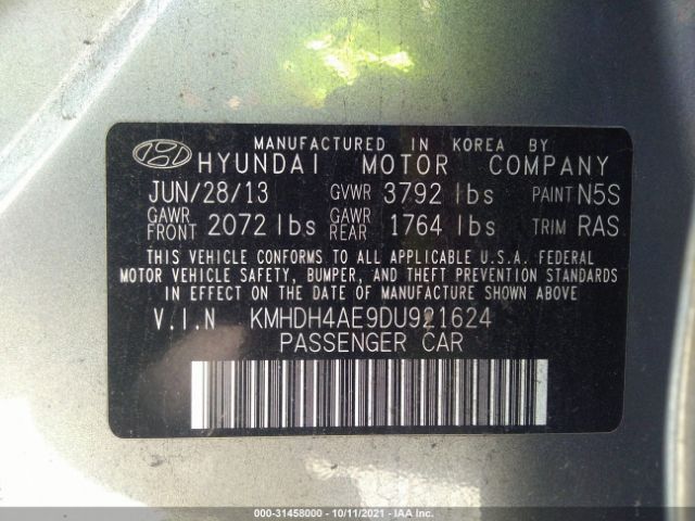 Photo 8 VIN: KMHDH4AE9DU921624 - HYUNDAI ELANTRA 