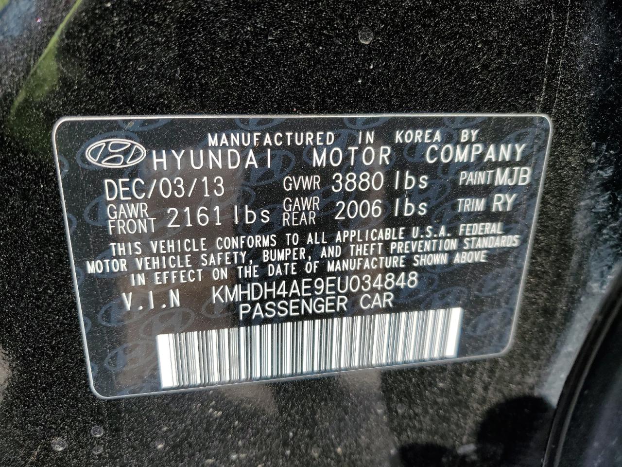 Photo 11 VIN: KMHDH4AE9EU034848 - HYUNDAI ELANTRA 