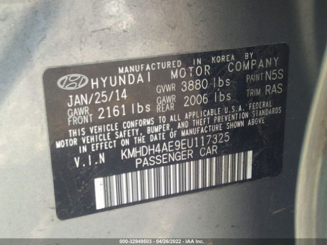 Photo 8 VIN: KMHDH4AE9EU117325 - HYUNDAI ELANTRA 