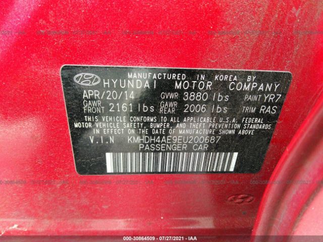 Photo 8 VIN: KMHDH4AE9EU200687 - HYUNDAI ELANTRA 