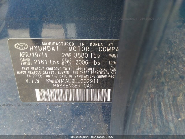 Photo 8 VIN: KMHDH4AE9EU202911 - HYUNDAI ELANTRA 