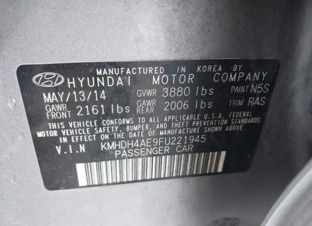 Photo 8 VIN: KMHDH4AE9FU221945 - HYUNDAI ELANTRA 