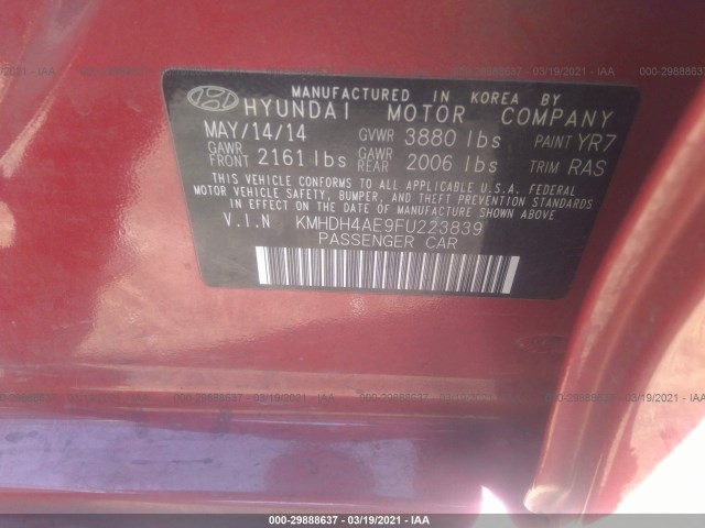 Photo 8 VIN: KMHDH4AE9FU223839 - HYUNDAI ELANTRA 