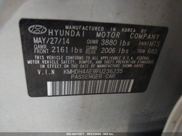 Photo 8 VIN: KMHDH4AE9FU236235 - HYUNDAI ELANTRA 