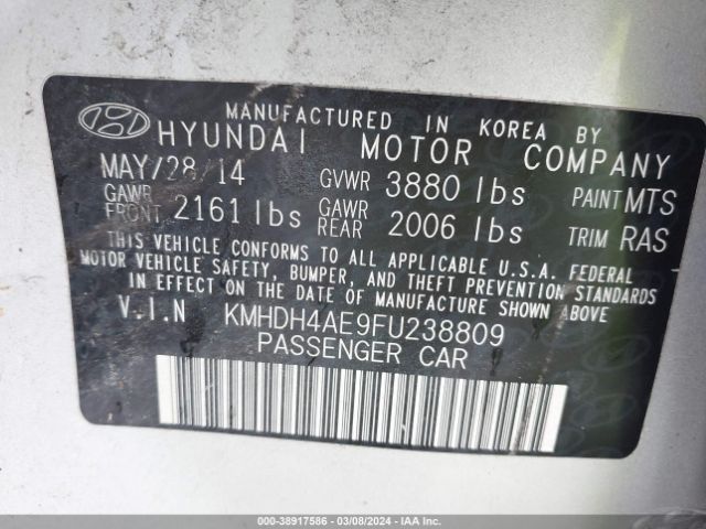 Photo 8 VIN: KMHDH4AE9FU238809 - HYUNDAI ELANTRA 