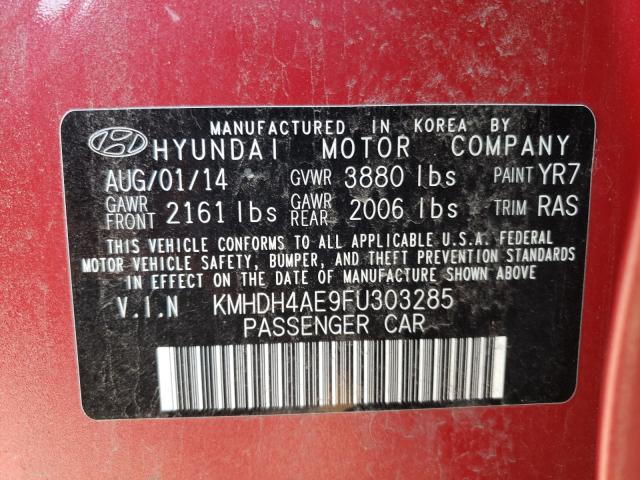 Photo 9 VIN: KMHDH4AE9FU303285 - HYUNDAI ELANTRA SE 