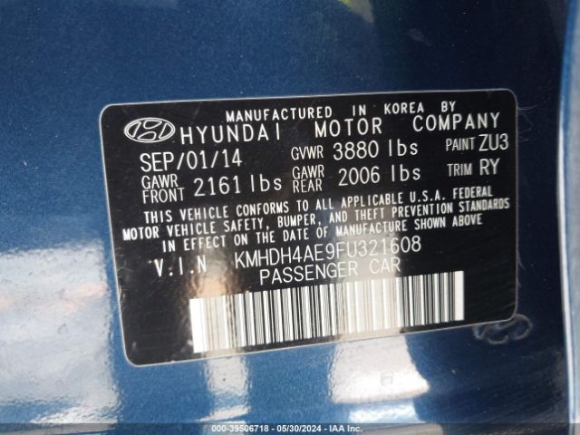 Photo 8 VIN: KMHDH4AE9FU321608 - HYUNDAI ELANTRA 