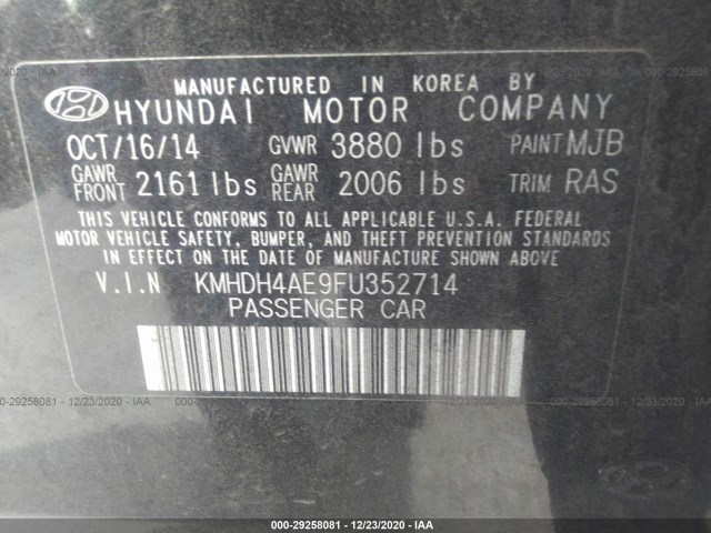 Photo 8 VIN: KMHDH4AE9FU352714 - HYUNDAI ELANTRA 