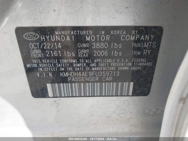 Photo 8 VIN: KMHDH4AE9FU359713 - HYUNDAI ELANTRA 