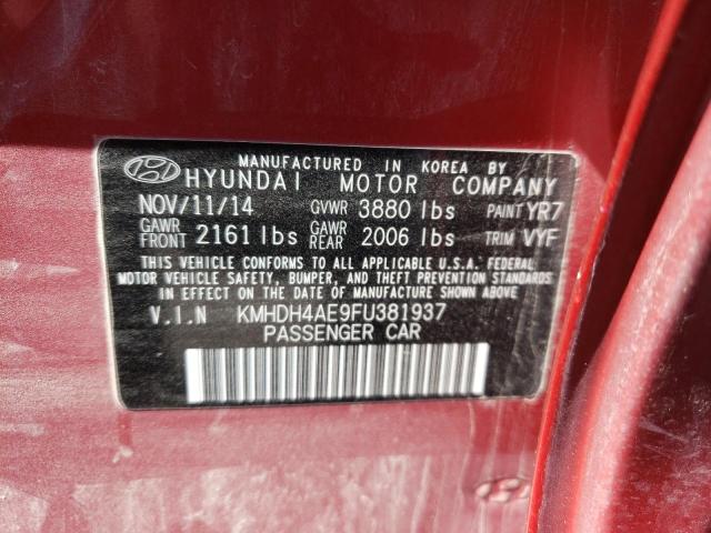 Photo 9 VIN: KMHDH4AE9FU381937 - HYUNDAI ELANTRA SE 