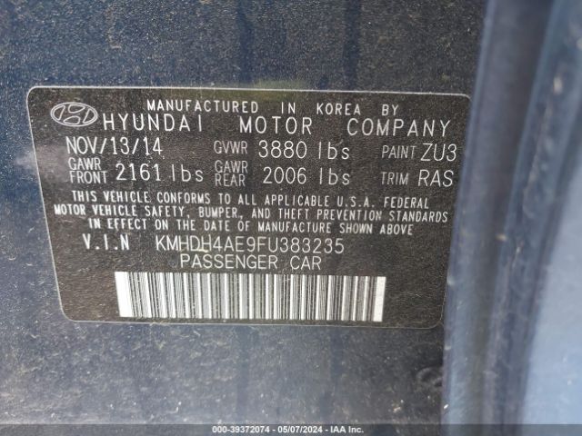 Photo 8 VIN: KMHDH4AE9FU383235 - HYUNDAI ELANTRA 