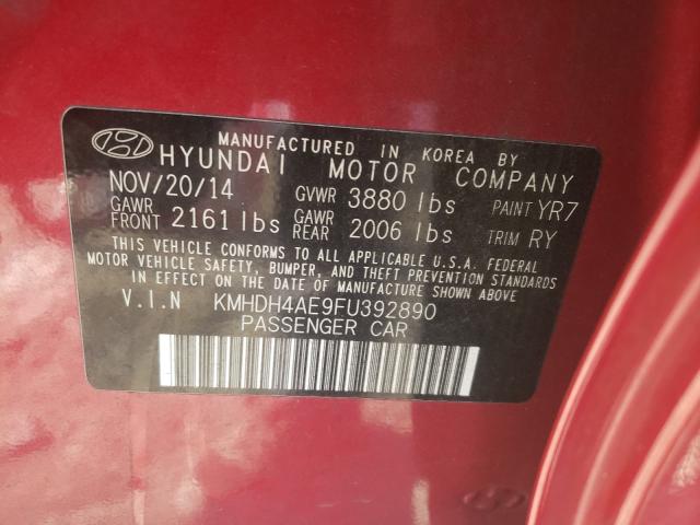 Photo 9 VIN: KMHDH4AE9FU392890 - HYUNDAI ELANTRA SE 