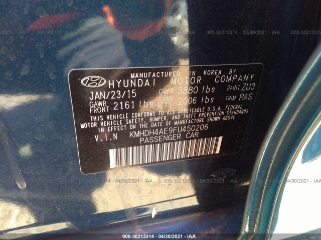 Photo 8 VIN: KMHDH4AE9FU450206 - HYUNDAI ELANTRA 