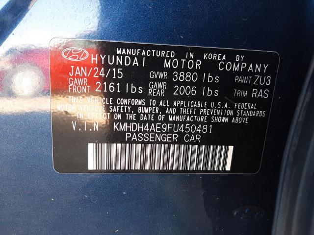 Photo 12 VIN: KMHDH4AE9FU450481 - HYUNDAI ELANTRA SE 