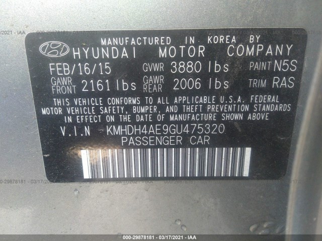 Photo 8 VIN: KMHDH4AE9GU475320 - HYUNDAI ELANTRA 