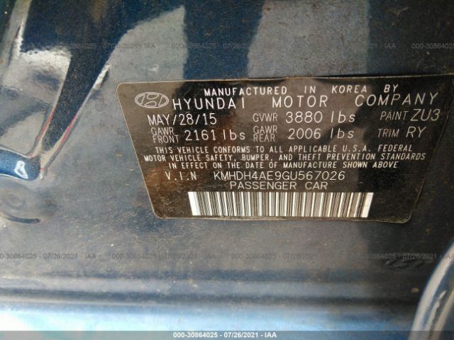 Photo 8 VIN: KMHDH4AE9GU567026 - HYUNDAI ELANTRA 