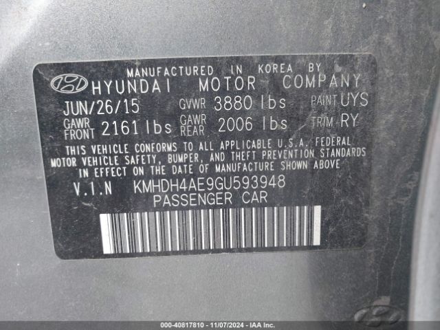 Photo 8 VIN: KMHDH4AE9GU593948 - HYUNDAI ELANTRA 