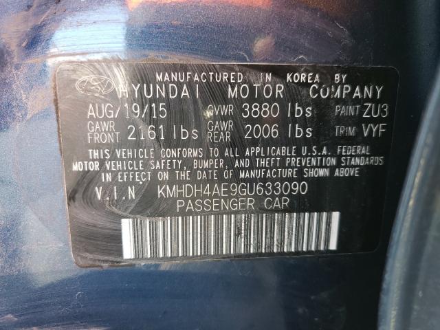 Photo 9 VIN: KMHDH4AE9GU633090 - HYUNDAI ELANTRA SE 