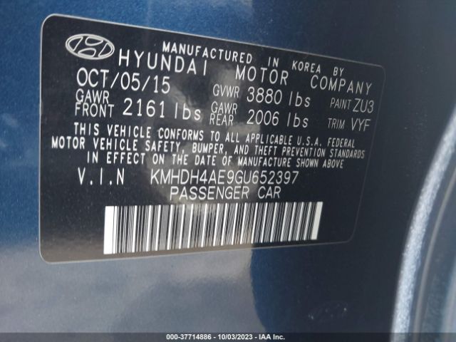 Photo 8 VIN: KMHDH4AE9GU652397 - HYUNDAI ELANTRA 