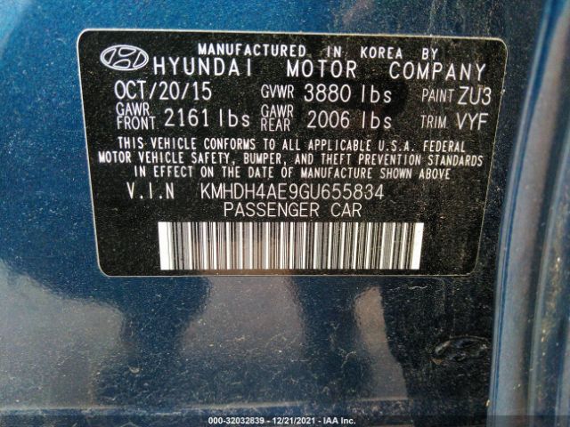 Photo 8 VIN: KMHDH4AE9GU655834 - HYUNDAI ELANTRA 