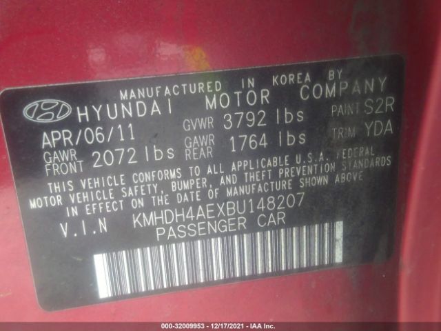 Photo 8 VIN: KMHDH4AEXBU148207 - HYUNDAI ELANTRA 