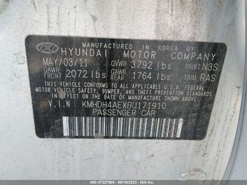 Photo 8 VIN: KMHDH4AEXBU171910 - HYUNDAI ELANTRA 