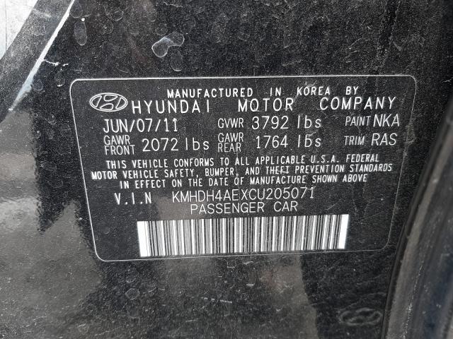 Photo 9 VIN: KMHDH4AEXCU205071 - HYUNDAI ELANTRA GL 