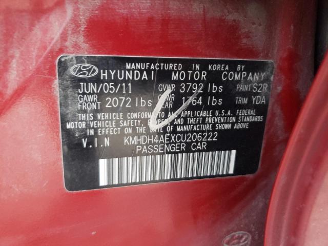 Photo 12 VIN: KMHDH4AEXCU206222 - HYUNDAI ELANTRA 