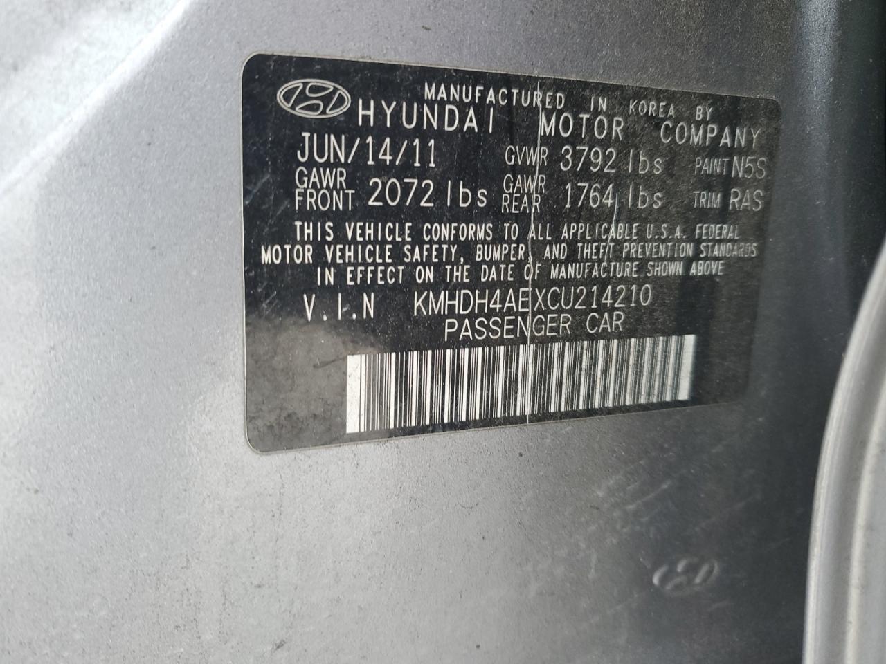 Photo 11 VIN: KMHDH4AEXCU214210 - HYUNDAI ELANTRA 