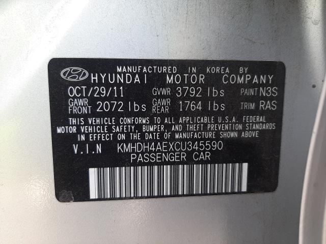 Photo 9 VIN: KMHDH4AEXCU345590 - HYUNDAI ELANTRA GL 