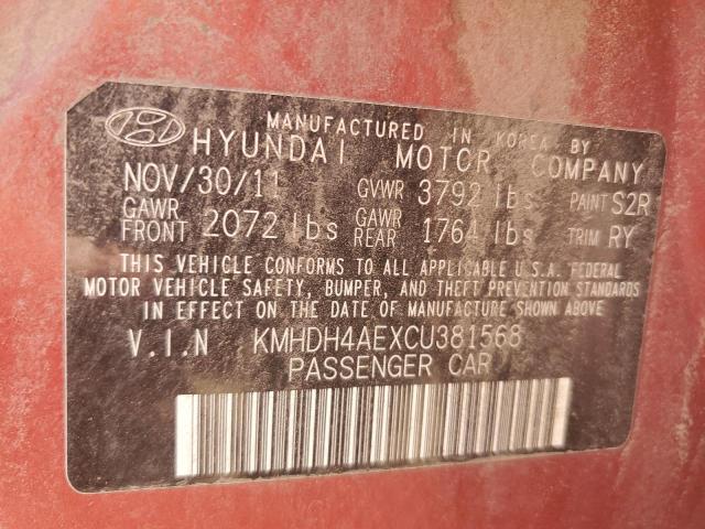 Photo 11 VIN: KMHDH4AEXCU381568 - HYUNDAI ELANTRA GL 