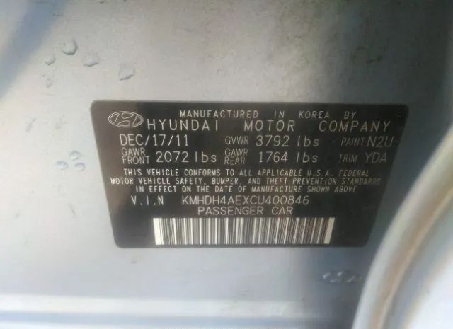 Photo 8 VIN: KMHDH4AEXCU400846 - HYUNDAI ELANTRA 