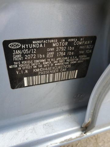 Photo 11 VIN: KMHDH4AEXCU417436 - HYUNDAI ELANTRA GL 