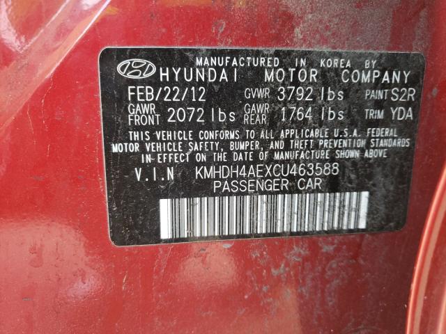 Photo 9 VIN: KMHDH4AEXCU463588 - HYUNDAI ELANTRA GL 