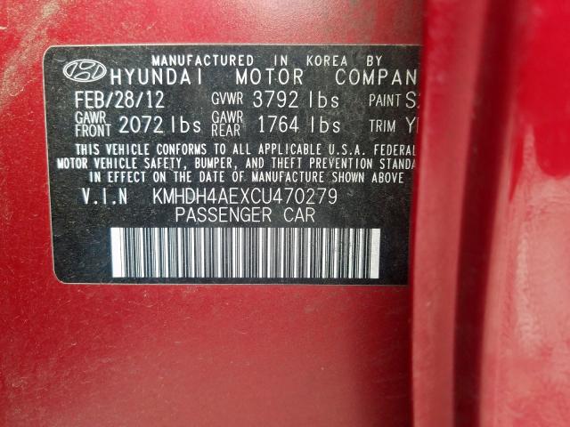 Photo 9 VIN: KMHDH4AEXCU470279 - HYUNDAI ELANTRA GL 