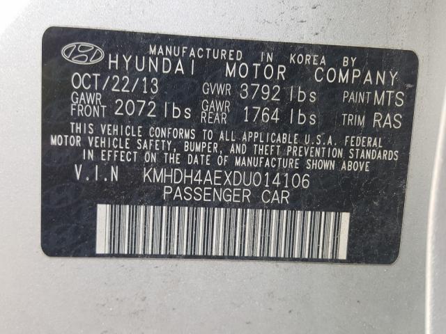 Photo 9 VIN: KMHDH4AEXDU014106 - HYUNDAI ELANTRA GL 