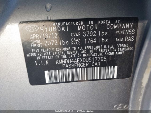 Photo 8 VIN: KMHDH4AEXDU517795 - HYUNDAI ELANTRA 