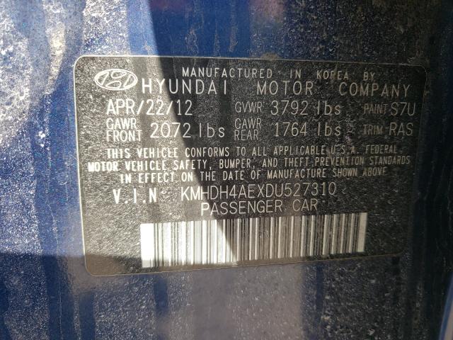 Photo 9 VIN: KMHDH4AEXDU527310 - HYUNDAI ELANTRA GL 