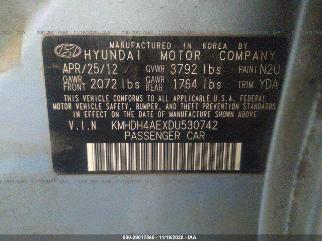 Photo 8 VIN: KMHDH4AEXDU530742 - HYUNDAI ELANTRA 