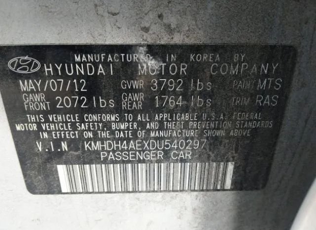 Photo 8 VIN: KMHDH4AEXDU540297 - HYUNDAI ELANTRA 