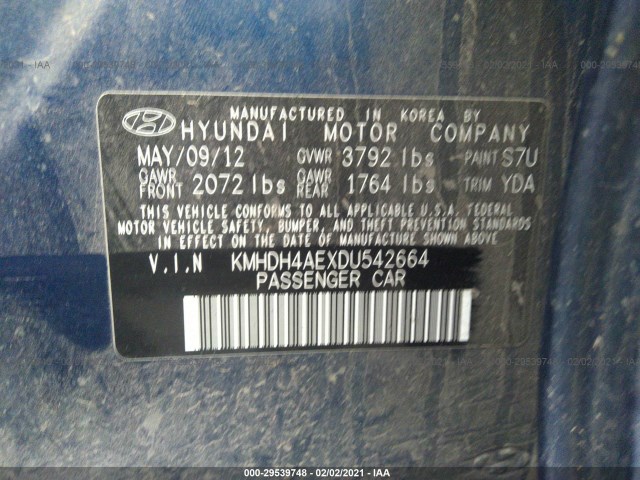 Photo 8 VIN: KMHDH4AEXDU542664 - HYUNDAI ELANTRA 