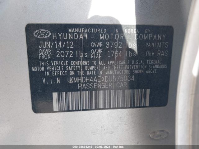 Photo 8 VIN: KMHDH4AEXDU575034 - HYUNDAI ELANTRA 