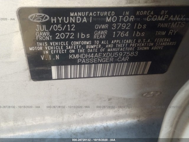 Photo 8 VIN: KMHDH4AEXDU597583 - HYUNDAI ELANTRA 