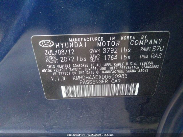 Photo 8 VIN: KMHDH4AEXDU600983 - HYUNDAI ELANTRA 