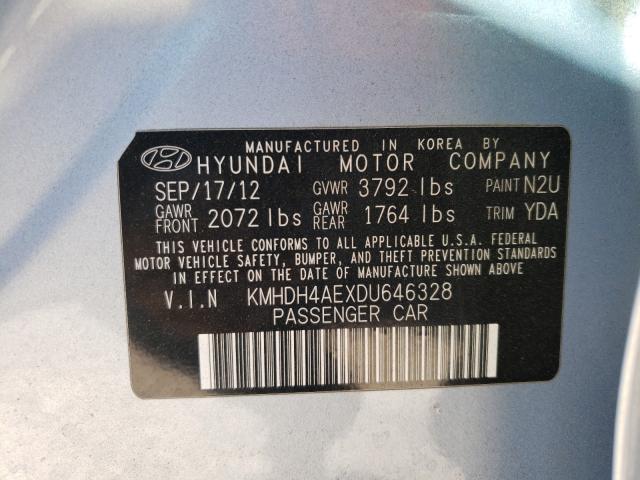 Photo 9 VIN: KMHDH4AEXDU646328 - HYUNDAI ELANTRA GL 