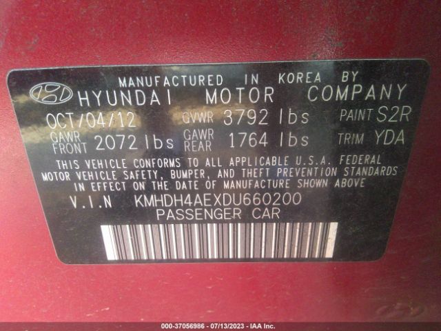 Photo 8 VIN: KMHDH4AEXDU660200 - HYUNDAI ELANTRA 