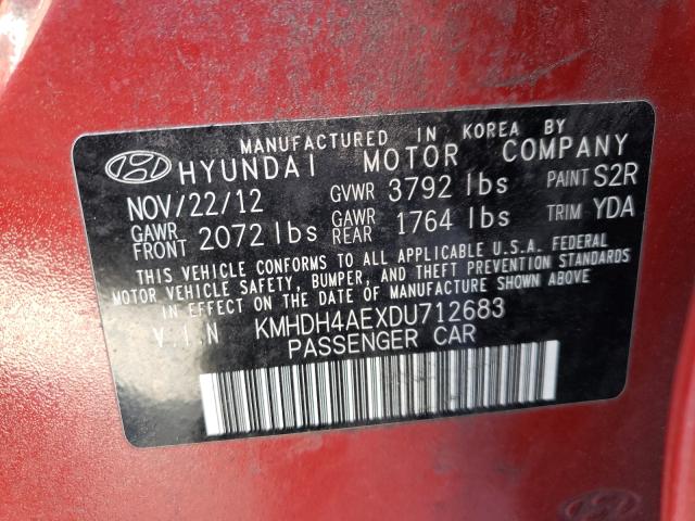 Photo 9 VIN: KMHDH4AEXDU712683 - HYUNDAI ELANTRA GL 