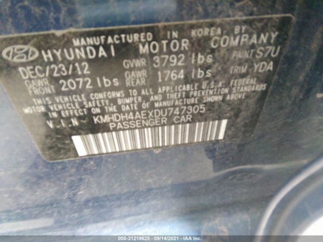 Photo 8 VIN: KMHDH4AEXDU747305 - HYUNDAI ELANTRA 