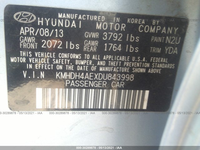 Photo 8 VIN: KMHDH4AEXDU843998 - HYUNDAI ELANTRA 