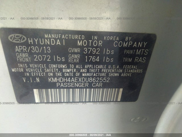 Photo 8 VIN: KMHDH4AEXDU862552 - HYUNDAI ELANTRA 